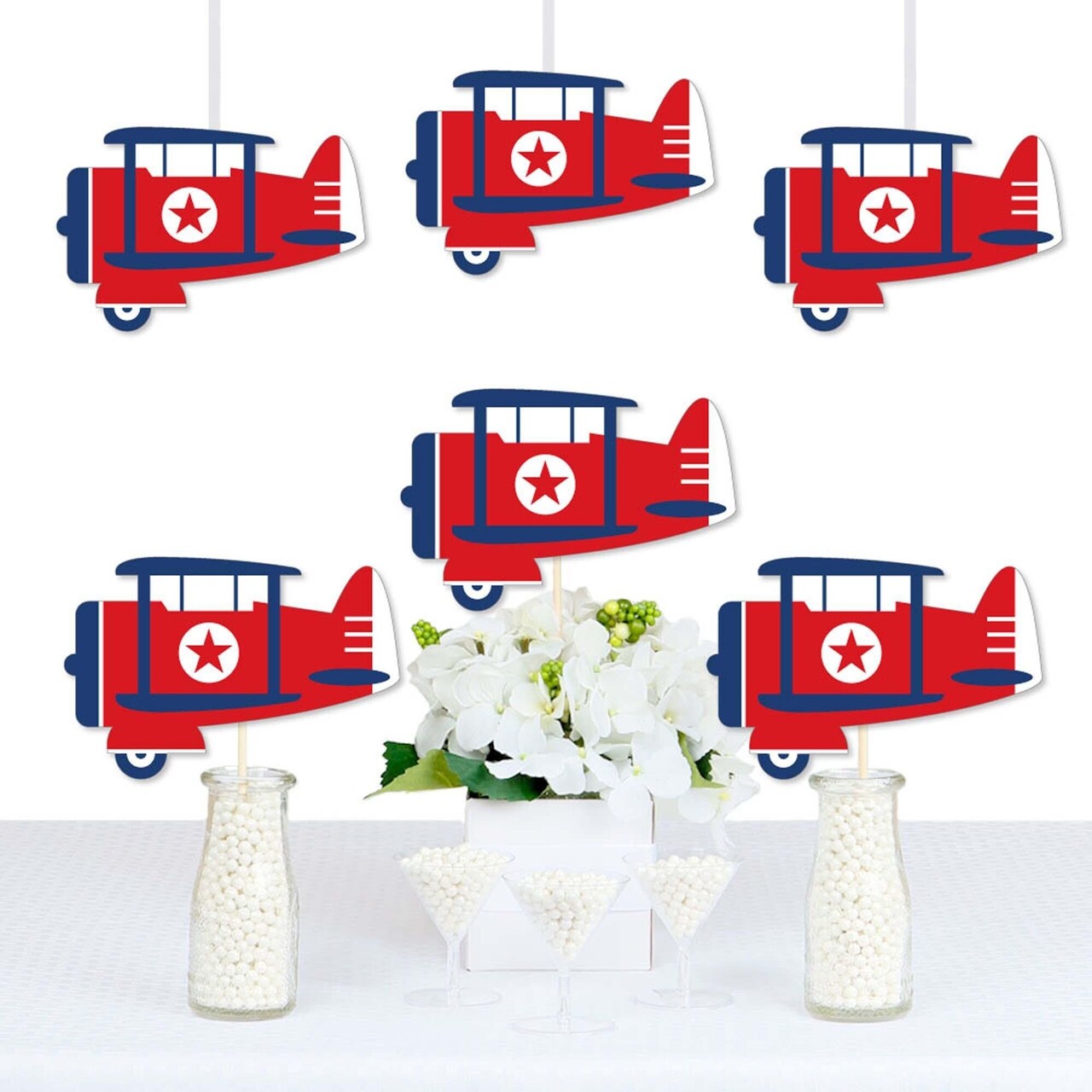 Big Dot of Happiness Taking Flight - Airplane - Decorations DIY Vintage Plane Baby Shower or Birthday Party Essentials - Set of 20